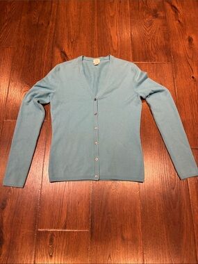 TSE Light Blue V-Neck Button Cardigan